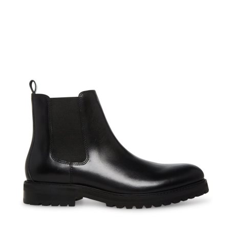 Black Steve Madden Duren Leather Men's Chelsea Boots | PH 0594JQA